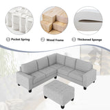 Sectional Corner Sofa L-shape Couch Space Saving with Storage Ottoman & Cup Holders