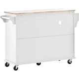Kitchen Island Cart with Storage Cabinet and Two Locking Wheels ,Solid wood desktop, Microwave cabinet