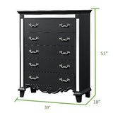King 6 Pc Tufted Upholstery Bedroom set made with Wood in Black