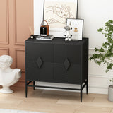 31.50" Modern 2 Door Wooden Cabinet with Featuring Two-tier Storage, for Office, Dining Room and Living Room, Painted in Black