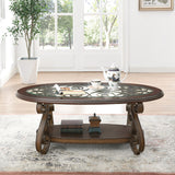 Coffee Table with Glass Table Top and Powder Coat Finish Metal Legs