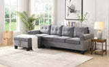 Sectional Sofa Set for Living Room with L Shape  Chaise Lounge ,cup holder and  Left  Hand with Storage Chaise  Modern 4 Seat (Grey) 
--LEFT CHAISE WITH STORAGE
