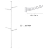 Adjustable Laundry Pole Clothes Drying Rack Coat Hanger DIY Floor to Ceiling Tension Rod Storage Organizer for Indoor, Balcony - White