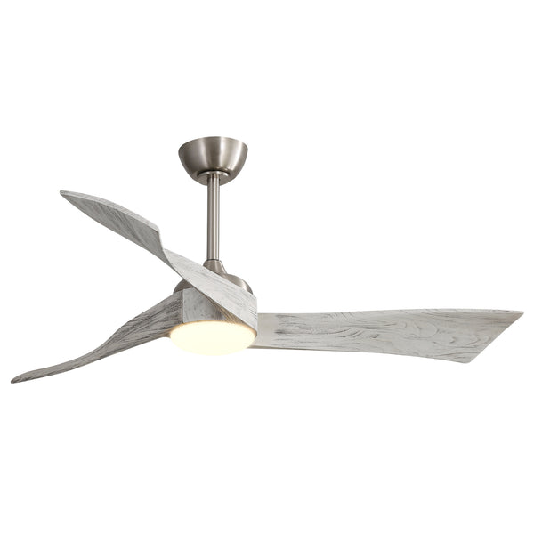 52 Inch Brushed Nickel Ceiling Fan Light With 6 Speed Remote Energy-saving DC Motor