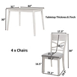 Rustic Wood 5-Piece Kitchen Dining Table Set with 4 Upholstered Padded Chairs