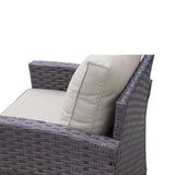 6-Piece Outdoor PE Rattan Sofa Set Patio Garden Wicker Dining and Coffee Sofa-Dark Brown