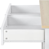 K&K Store Kitchen Island Cart with Two Storage Cabinets - Wine Rack, Two Drawers - Spice Rack - Towel Rack