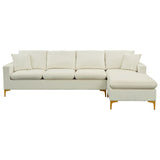 Cream Sectional Sofa with Ottoman