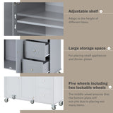 Rolling Mobile Kitchen Island with Solid Wood Top and Locking Wheels