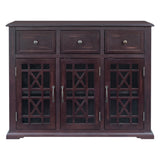U-style Wood 35.4" Storage Cabinet with 3 Doors, 3 Drawers and Interior Shelf, Entryway Kitchen Dining Room