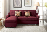 Red Sectional Sofa & 2 Pillows in Red Linen