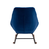 Tufted Upholstered Padded Seat Rocking Chair-Velvet Blue
