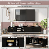 U-Can Modern TV Stand with 5 Champagne legs - Durable, stylish, spacious, versatile storage TVS up to 77" (Black)