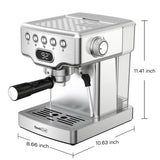 Geek Chef Espresso Machine,20 bar espresso machine with milk frother for latte,cappuccino,Machiato,for home espresso maker,1.8L Water Tank,Stainless Steel