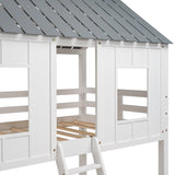 Twin over Twin Size Low Bunk Beds with Roof