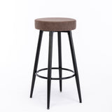 A&A Furniture,Metal Bar Stools,  Round Kitchen Counter Stools, Industrial Round Barstool, Bar Chairs, 28 Inch for Counter Pub Height Set of 2 (Brown)
