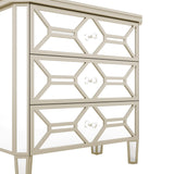 Elegant Mirrored 3-Drawer Chest with Golden Lines Storage Cabinet for Living Room, Hallway, Entryway