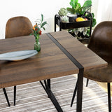 Industrial Rectangular Dining Table, Walnut & Black
