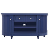 U-Can TV Stand for TV up to 46inch with 2 Curved Doors Adjustable Panels Open Style Cabinet, Sideboard for Living room(Navy)