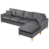 Grey Sectional Sofa with Ottoman