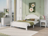 4 Pieces Traditional Concise Style White Bedroom Sets, Nightstand+ Dresser+ Mirror+ Full Bed