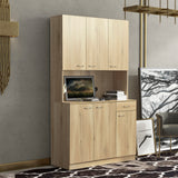 Tall Kitchen Cabinet, with 6-Doors, 1-Open Shelves and 1-Drawer