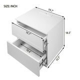 Nightstand with 2 Drawers, USB Charging Ports, Wireless Charging and Remote Control LED Light-White
