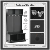 Hall Tree with 4 Hooks, Coat Hanger, Entryway Bench, Storage Bench, 3-in-1 Design, for Livingroom, Hallway (BLACK)