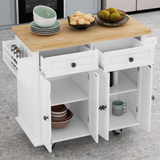 Kitchen Island Cart with Two Storage Cabinets