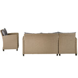 Outdoor, Patio Furniture Sets, 4 Piece Set Wicker Ratten Sectional Sofa with Seat Cushions