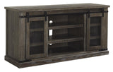 60 Inch Wooden TV Media Entertainment Center, 2 Barn Sliding Doors, Brown