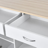 K&K Store Kitchen Island Cart with Two Storage Cabinets - Wine Rack, Two Drawers - Spice Rack - Towel Rack
