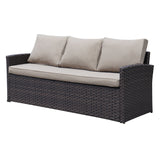 6-Piece Outdoor PE Rattan Sofa Set Patio Garden Wicker Dining and Coffee Sofa-Dark Brown