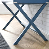 Blue Computer Desk with Storage, Sturdy Table for home office