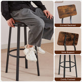 Swivel Bar Stool, High Bar Stool With Backrest, PU Soft Seat Cushion, Industrial, Thickened Iron Frame, Footrest.（Rustic Brown，13.4’’w x 40.5’’h）