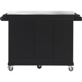 Kitchen Cart with Stainless Steel Top and Storage Cabinet with Two Drawers & Goblet Holder & Wine Rack & Spice Rack & Towel Holder