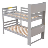 Twin Over Twin Bunk Beds with Bookcase Headboard
