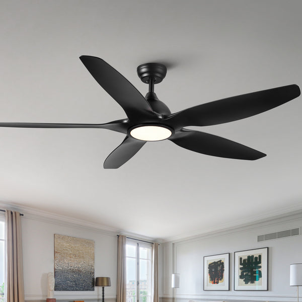 60 In Intergrated LED Ceiling Fan Lighting with Black ABS Blade