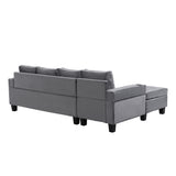 Sectional Sofa Set for Living Room with L Shape  Chaise Lounge ,cup holder and  Left  Hand with Storage Chaise  Modern 4 Seat (Grey) 
--LEFT CHAISE WITH STORAGE