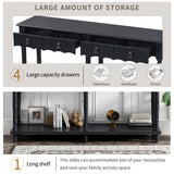 Country Console Table for Hallway Living Room Bedroom with 4 Front Facing Storage Drawers and 1 Shelf