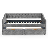 Twin Size Daybed with Drawers Upholstered Tufted Sofa Bed
