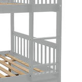 Full Over Full Bunk Bed with Trundle, Convertible to 2 Full Size Platform Bed