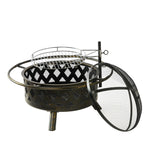 30'' 2-in-1 Heating & BBQ Fire Pit with a Spark Screen, Fire Poker