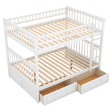 Full over Full Bunk Bed with Drawers, Convertible Beds