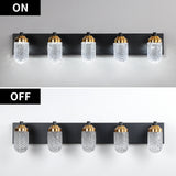 5-Lights Crystal Vanity Lights for Bathroom Lighting Fixture Black Gold Vintage Vanity Light LED Bathroom Wall Light Fixture
