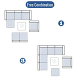 Outdoor Garden Patio Furniture 8-Piece Gray Mix Yellow Rattan Wicker Sectional Navy Cushioned Sofa