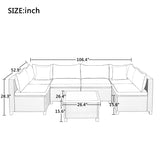 Wicker Rattan Patio Set, Sectional Outdoor Furniture Set with Cushions and Accent Pillows