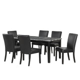 7-piece Dining Table Set with 1 Faux Marble Top Table and 6 Seats
