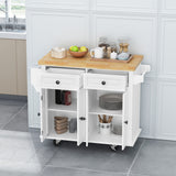 Kitchen Island Cart with Two Storage Cabinets
