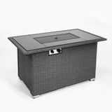 44" Gas Propane Fire pit  Table  Rectangle  50,000 BTU with  8mm Tempered Glass Tabletop & Blue Stone& Steel table lid &Table waterproof dusty Cover ,ETL Certification (Grey)